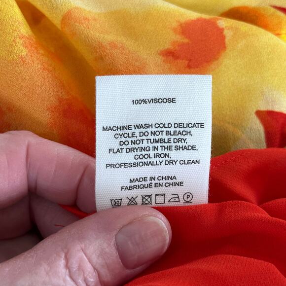 Rumored Chiffon Vintage Slip Mini Dress Heatwave Yellow Orange Floral XL NWT - Picture 12 of 15